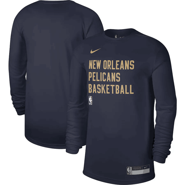 Men's New Orleans Pelicans Navy 2023/24 Legend On-Court Practice Long Sleeve T-Shirt